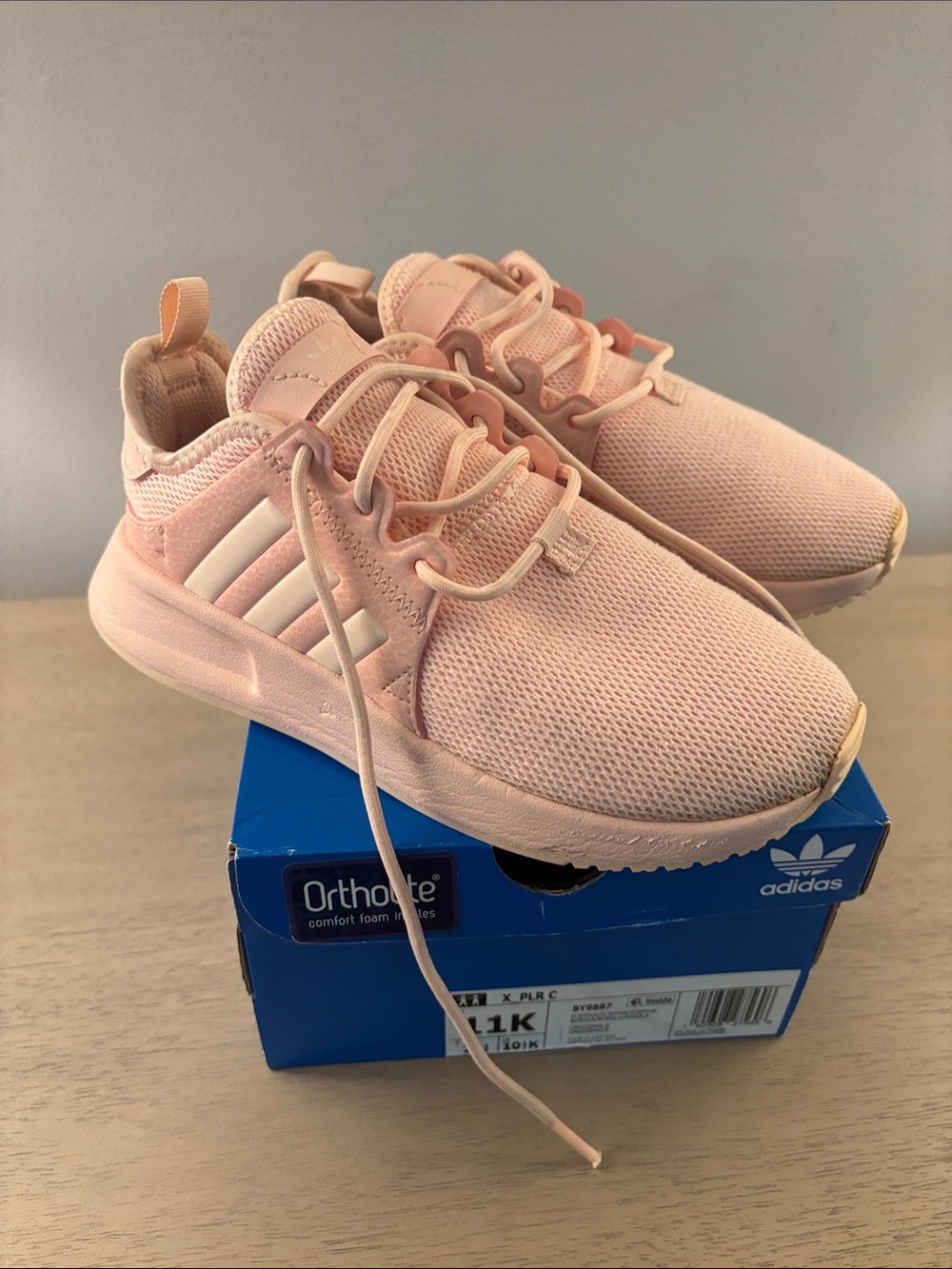adidas Kids X_PLR C Light Pink Sneakers with Pink Stripes